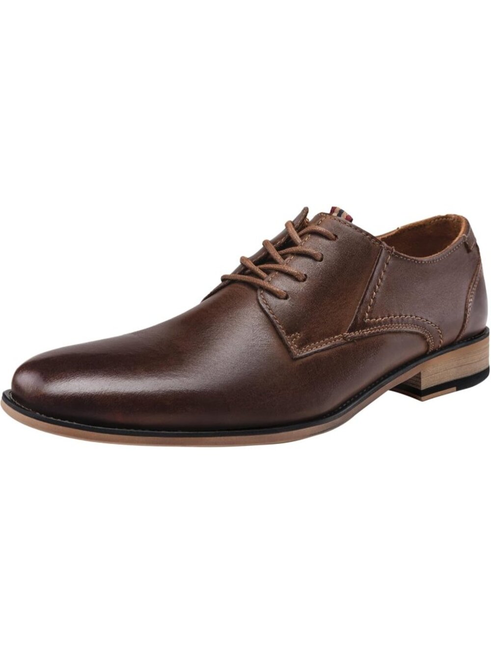 Men's Dark Brown Leather Retro Plain Toe Formal Dress Oxford Derby Causal Shoes